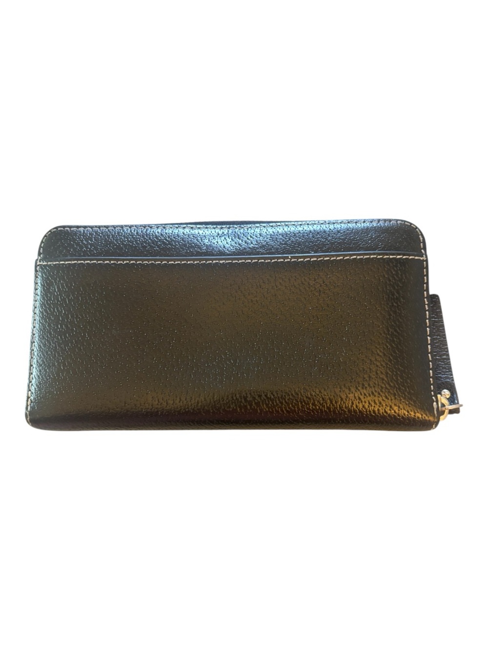 kate spade Black Pebbled Leather Zip Wallet with Gold Logo 4 X 8 inches - Picture 2 of 5